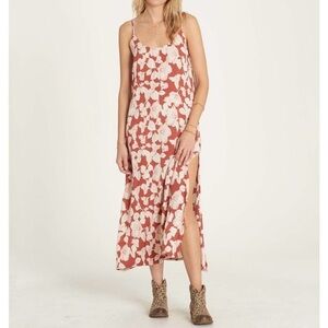 Billabong - Floral Printed Terracotta Midi Dress